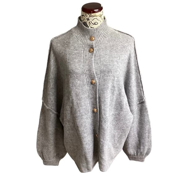 PRETTYGARDEN Button Down Cardigan Sweaters Mock Neck Chunky Knit oversized sz S - Picture 1 of 8